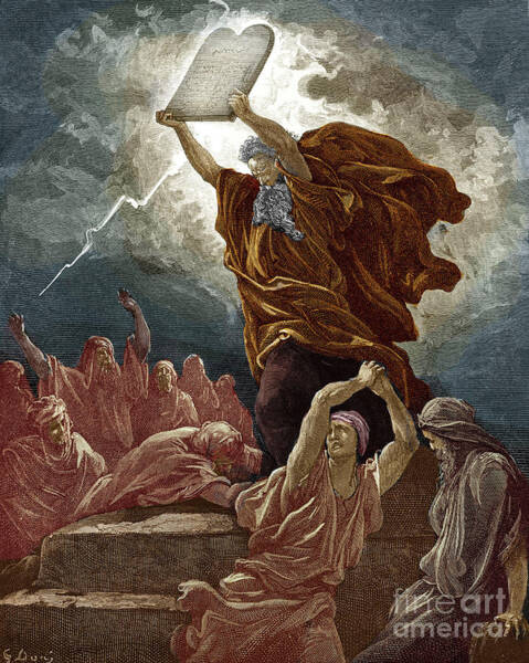 Moses Receiving The Ten Commandments From God On Mount Sinai Bath Towel by  Gebhard Fugel - Fine Art America