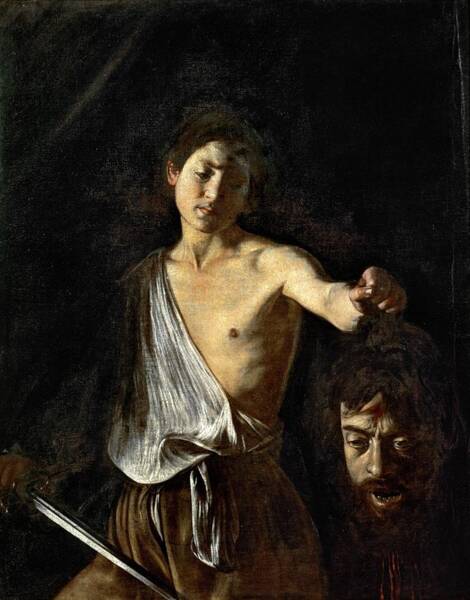 David With The Head Of Goliath, C.1605-1610, Oil On Canvas, 125 Cm X 100cm. Caravaggio. Art Print