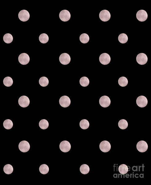 Wall Art - Mixed Media - Happy Polka Dots Rose Gold on Black #1 #decor #art by Anitas and Bellas Art