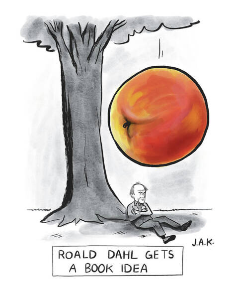 Wall Art - Drawing - Roald Dahl Gets a Book Idea by Jason Adam Katzenstein