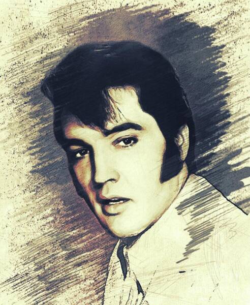 Image of Black and White Sketch Elvis Face with Heart Elvis T-Shirts 3dRose Lens Art by Florene 