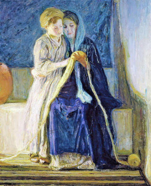 Wall Art - Painting - Christ and His Mother Studying the Scriptures - Digital Remastered Edition by Henry Ossawa Tanner