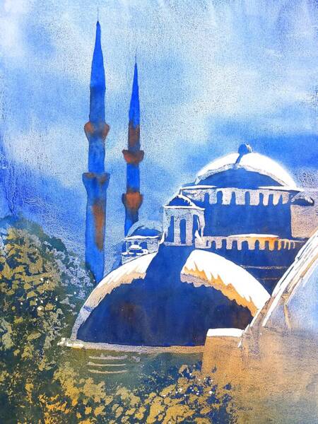 Blue Mosque In Blues Art Print