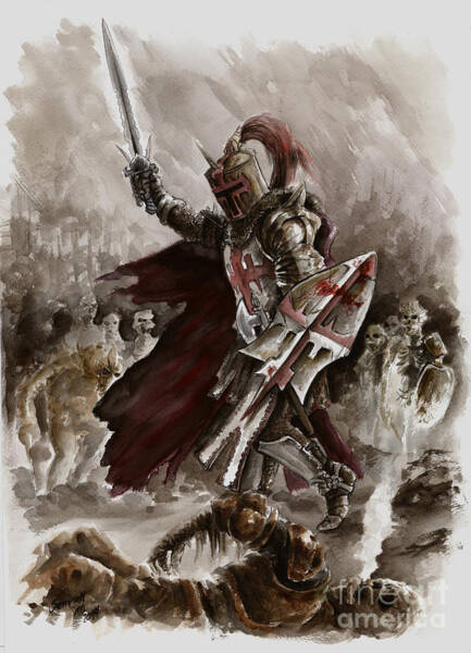 Wall Art - Painting - Dark Crusader by Mariusz Szmerdt