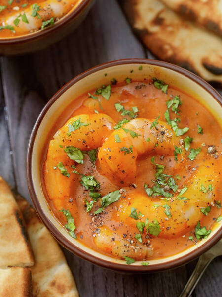 Spicy Red Curry Soup With Shrimp And Art Print