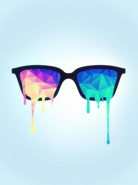 Psychedelic Nerd Glasses With Melting Lsd Trippy Color Triangles Art Print
