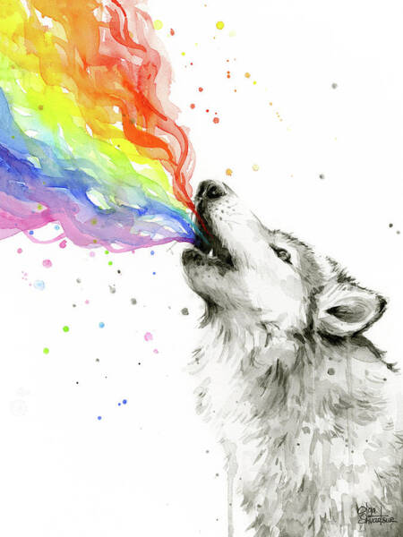 Wolf Rainbow Watercolor Art Print