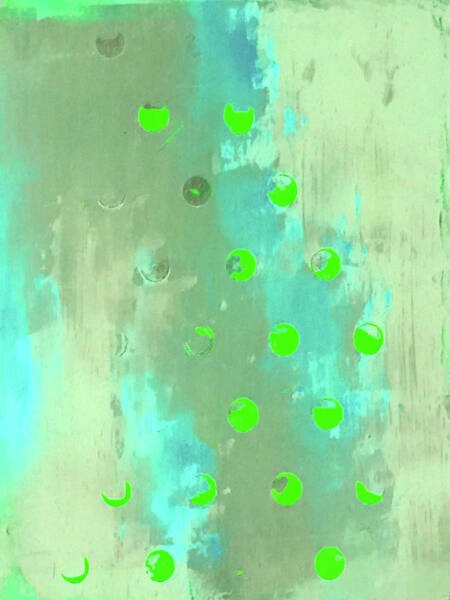 Green Dots on Blue Background Wall Art