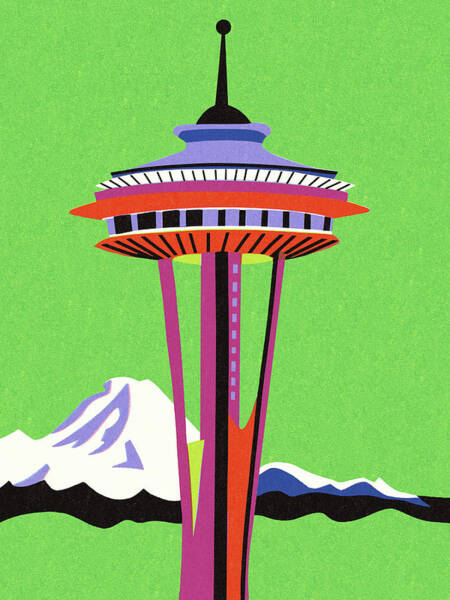 Seattle Wall Art featuring the drawing Seattle Space Needle by CSA Images