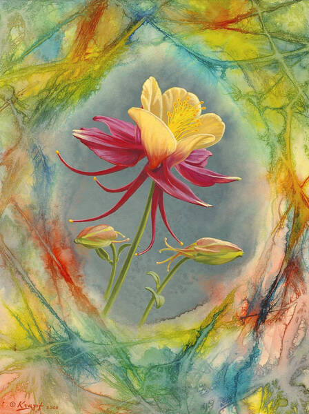 Wall Art - Painting - 'Columbine in Abstract' by Paul Krapf
