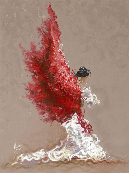 Beautiful Abstract Spanish Flamenco Dancer Colorful Painting Print