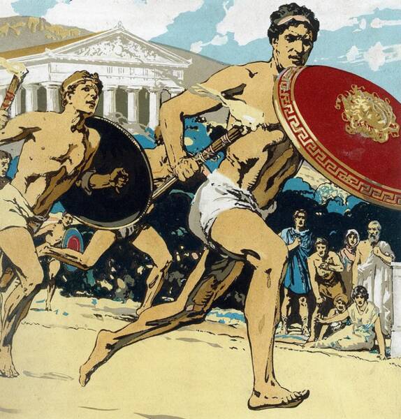 Wall Art - Painting - Ancient Olympic Games  The relay race by Unknown