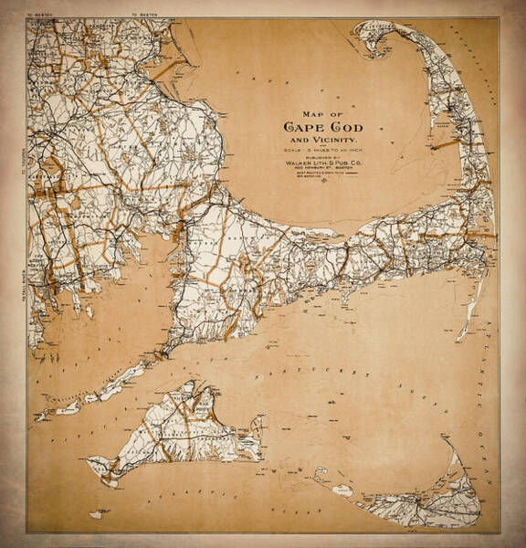 Vintage Map of Cape Cod Wall Art