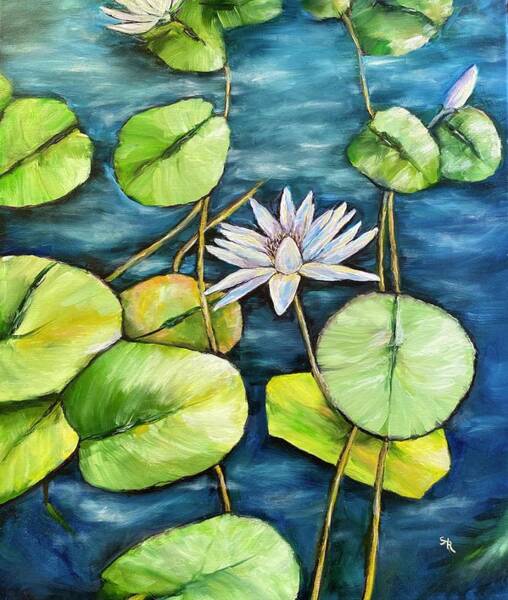 White lotus Painting by Anita Bhatambare - Fine Art America