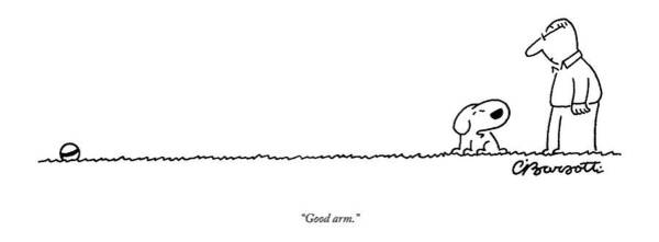 Wall Art - Drawing - A Dog Speaks To A Man by Charles Barsotti