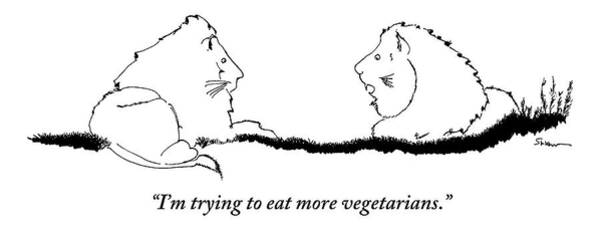 Wall Art - Drawing - Two Lions Sit Conversing by Michael Shaw