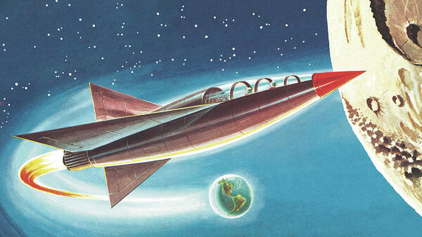 Wall Art - Drawing - Spaceship in Outer Space #1 by CSA Images