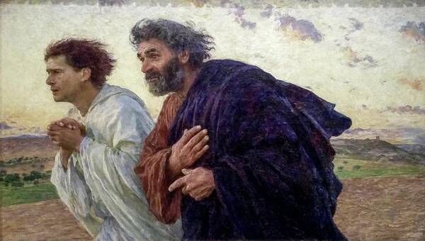 Disciples Peter And John Rushing To The Sepulcherthe Morning Of The Resurrection Art Print