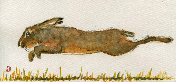 Leaping Hare on Grass Art Print