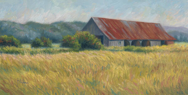 Wall Art - Painting - Barn In The Field by Lucie Bilodeau