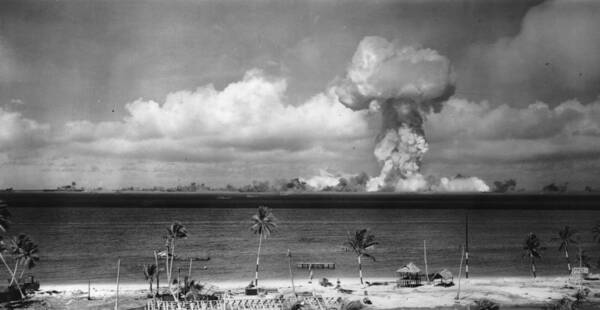 Nuclear Explosion with Skull in Mushroom Cloud Framed Print Picture Bomb Art 