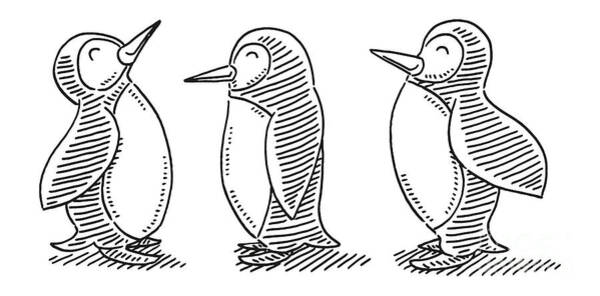 Cartoon Penguins Drawings - Fine Art America