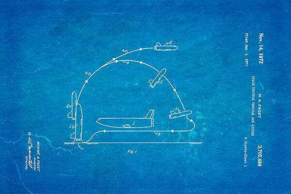 Wall Art - Photograph - Faget Space Shuttle Vehicle Patent Art 1972 Blueprint by Ian Monk