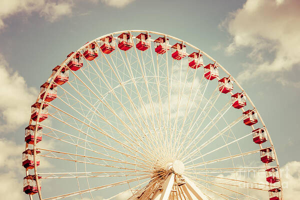 Ferris Wheel Chicago Navy Pier Vintage Photo Art Print