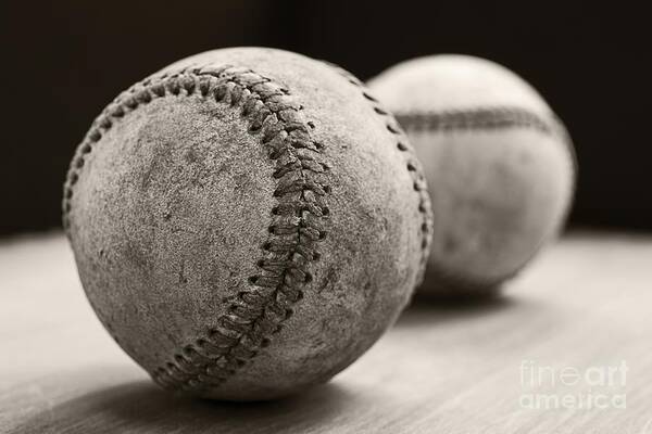 Wall Art - Photograph - Old Baseballs by Edward Fielding
