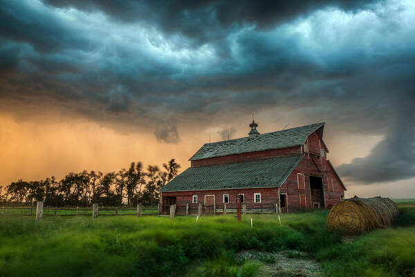 Storm Over Red Barn Art Print