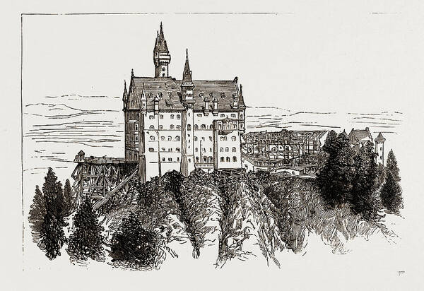 Ink Drawing of Neuschwanstein Castle