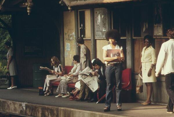 Commuters Wait For The Train Art Print