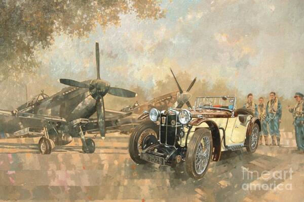 Wall Art - Painting - Cream Cracker MG 4 Spitfires  by Peter Miller