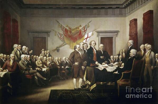 Wall Art - Painting - Signing the Declaration of Independence by John Trumbull