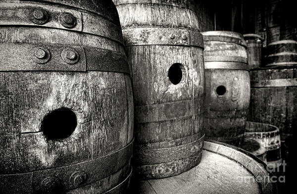Bourbon Barrels on a Rail Wall Art 8x10 Matted Photographic Print