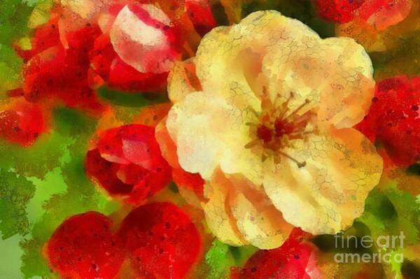  Painting - Yellow and Red Floral Delight by Catherine Lott