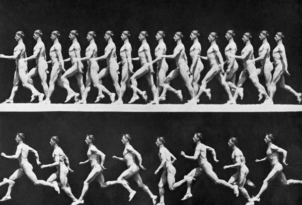 Sequential Frames Of Nude Man Walking Art Print