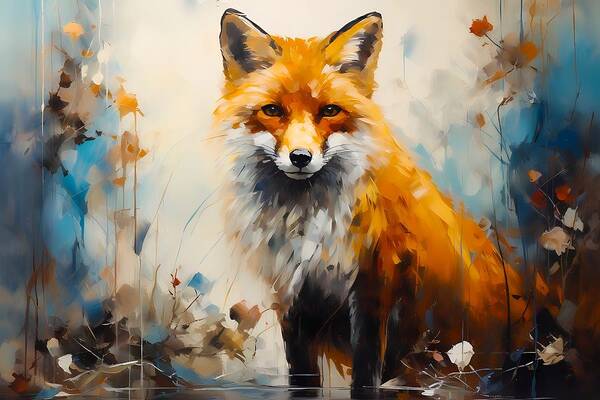 An Abstract Expressionist Interpretation  Curious Journey Of A Fox Through The Woods No 2 Art Print