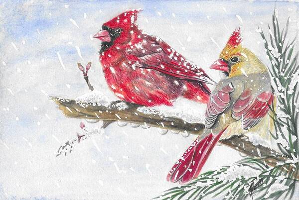  Painting - Cardinals in Snow by Swati Singh