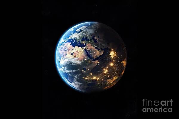 Planet Earth Globe View From Space Showing Realistic Earth Surface And World Map As In Outer Space Point Of View Elements Of This Image Furnished By Nasa Planet Earth From Space Photos Art Print