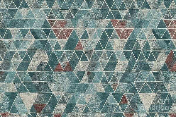 Seamless Retro Triangles Batik Surface Pattern Design On Weathered Boho Textured Linen A Trendy Tileable Abstract Geometric Hexagon Shibori Textile For Interior Decor And Fashion Art Print