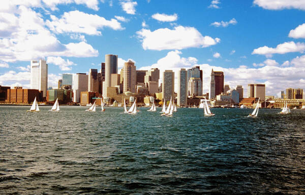 Wall Art - Photograph - Sailboats In Boston Harbor In Front Of by Medioimages/photodisc