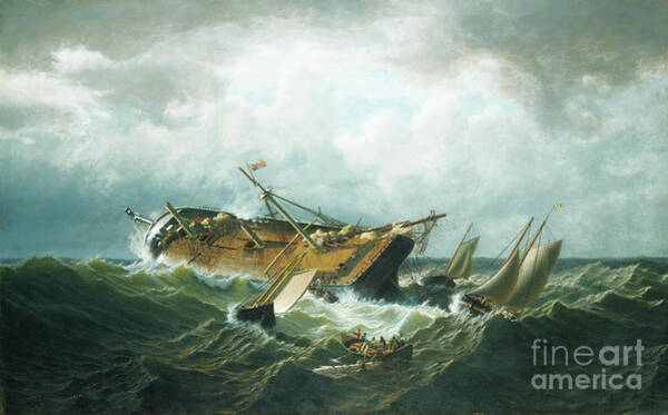 Wall Art - Drawing - Shipwreck Off Nantucket Wreck by Heritage Images