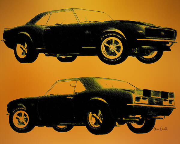 Wall Art - Drawing - 1968 Camaro SS Side View by Bob Orsillo