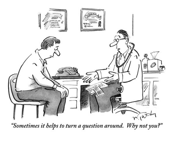 A Man Sits In A Doctor's Office Talking Art Print