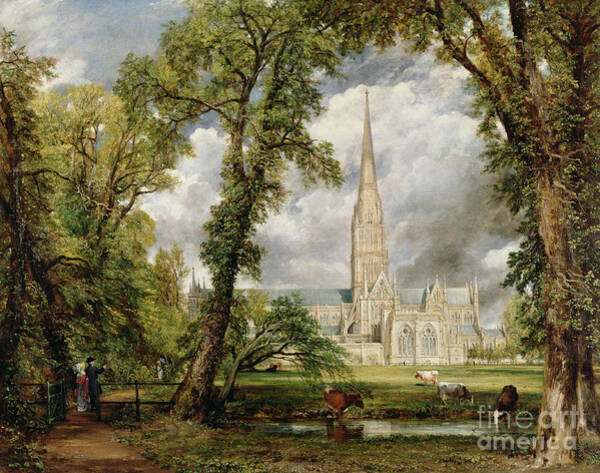 Wall Art - Painting - View of Salisbury Cathedral from the Bishop's Grounds by John Constable