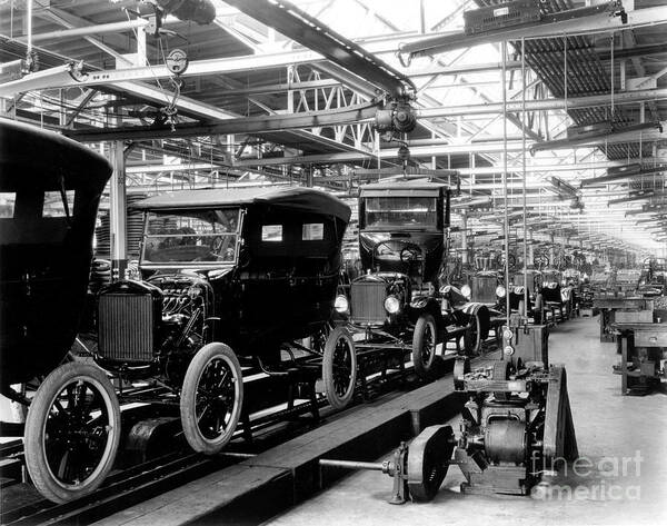 Ford Model T Assembly Line, 1920s Art Print