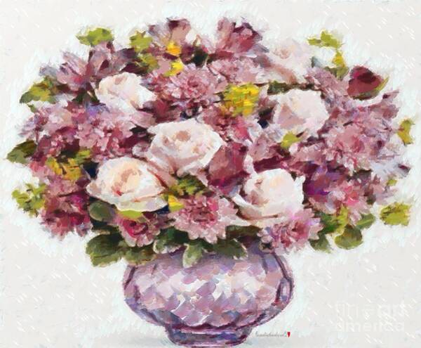  Painting - Floral Bouquet Pink and Purple Paint by Catherine Lott
