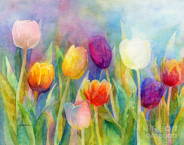 Tulip Painting Floral Original Art Flower Oil Painting Colorful Artwork 12 by 8 Above bed art by KomarovArt
