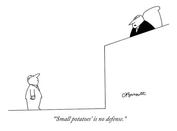 A Judge Stares Down At A Defendant In A Courtroom Art Print
